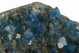 Blue Cubic Fluorite on Smoky Quartz - China #163165-2